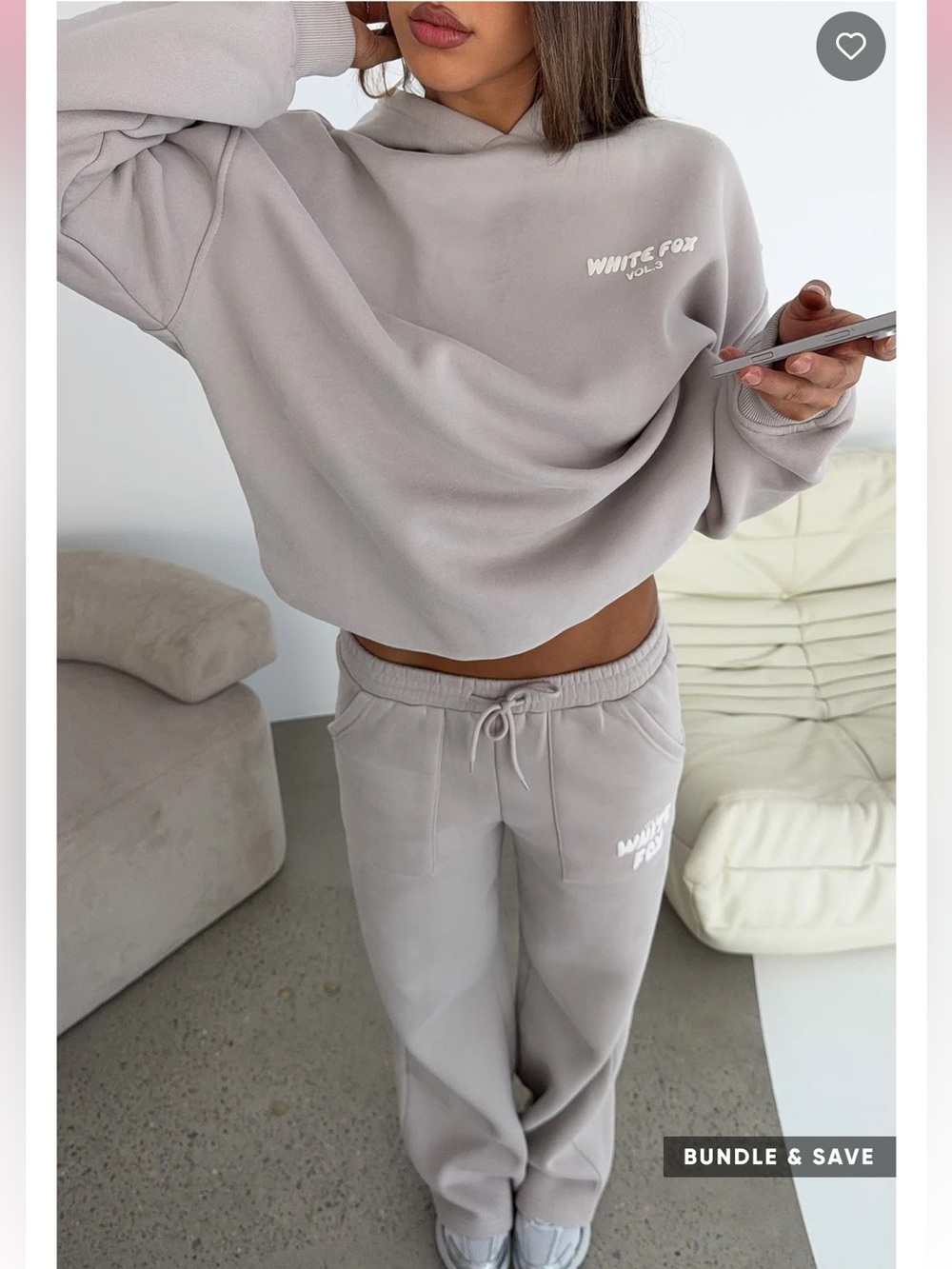 White Fox Vol.3 Offstage Hoodie & Jogger Set In Moon S/M Matching Sweats